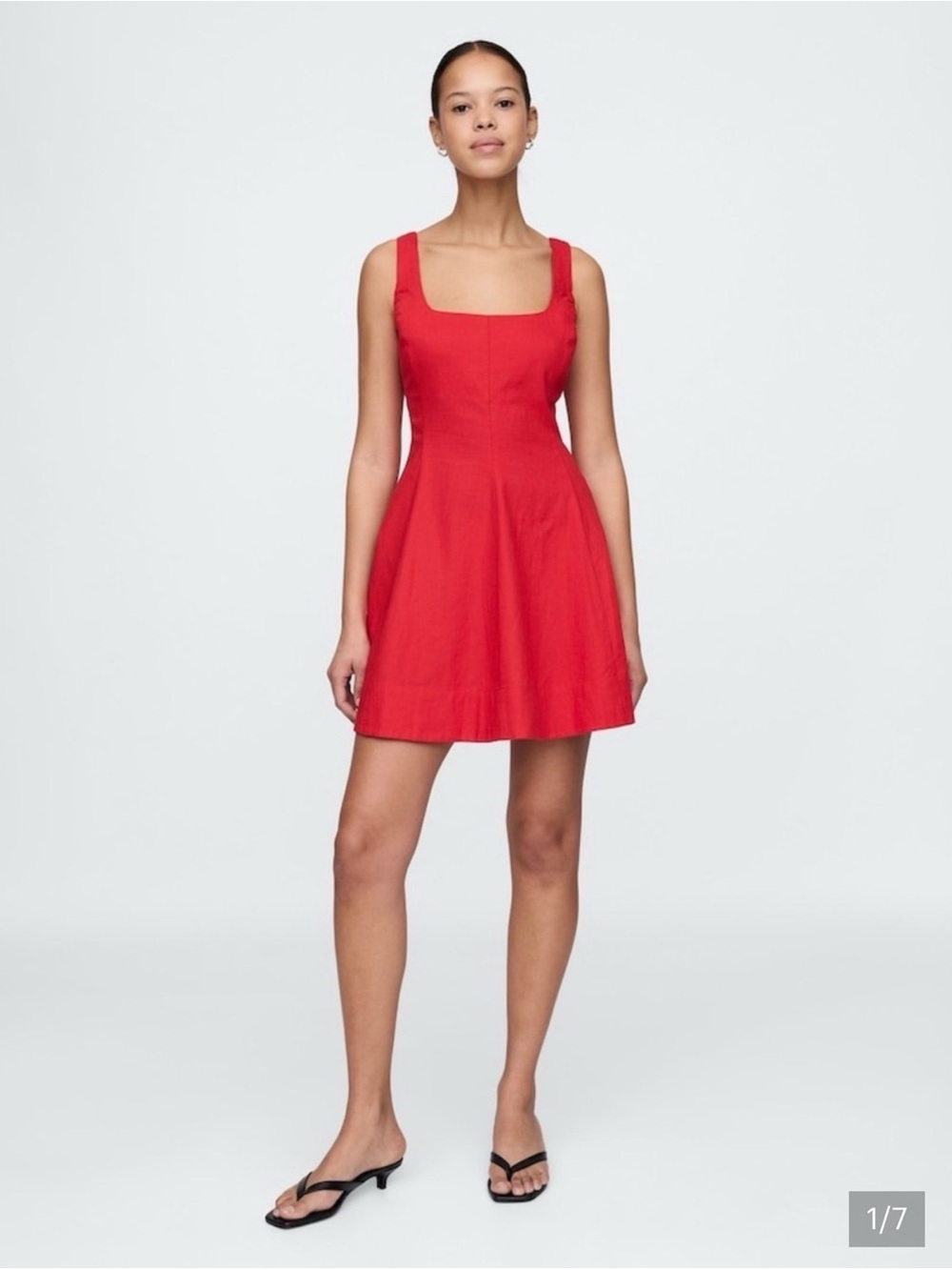 GAP Red Sleeveless Fit-and-Flare Linen Dress Size Large Petite